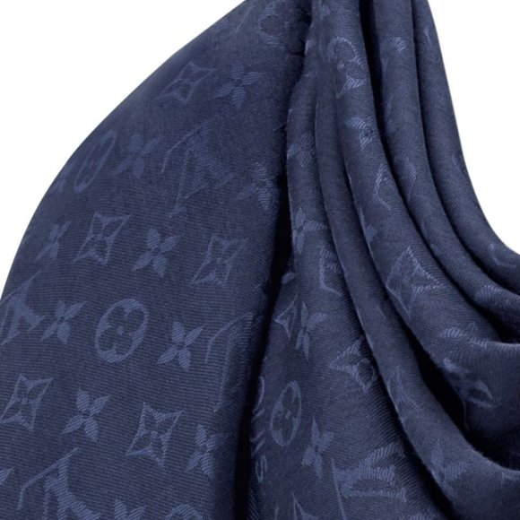 BNEW UNUSED LOUIS VUITTON LV M72412 Monogram Shawl NIGHT DARK BLUE - Picture 5 of 9